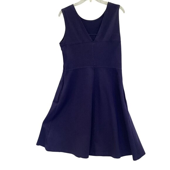 Lands' End Fit and Flare Dress V-Back Sleeveless Side Zip Sz 14 Royal Blue Midi - Picture 7 of 13
